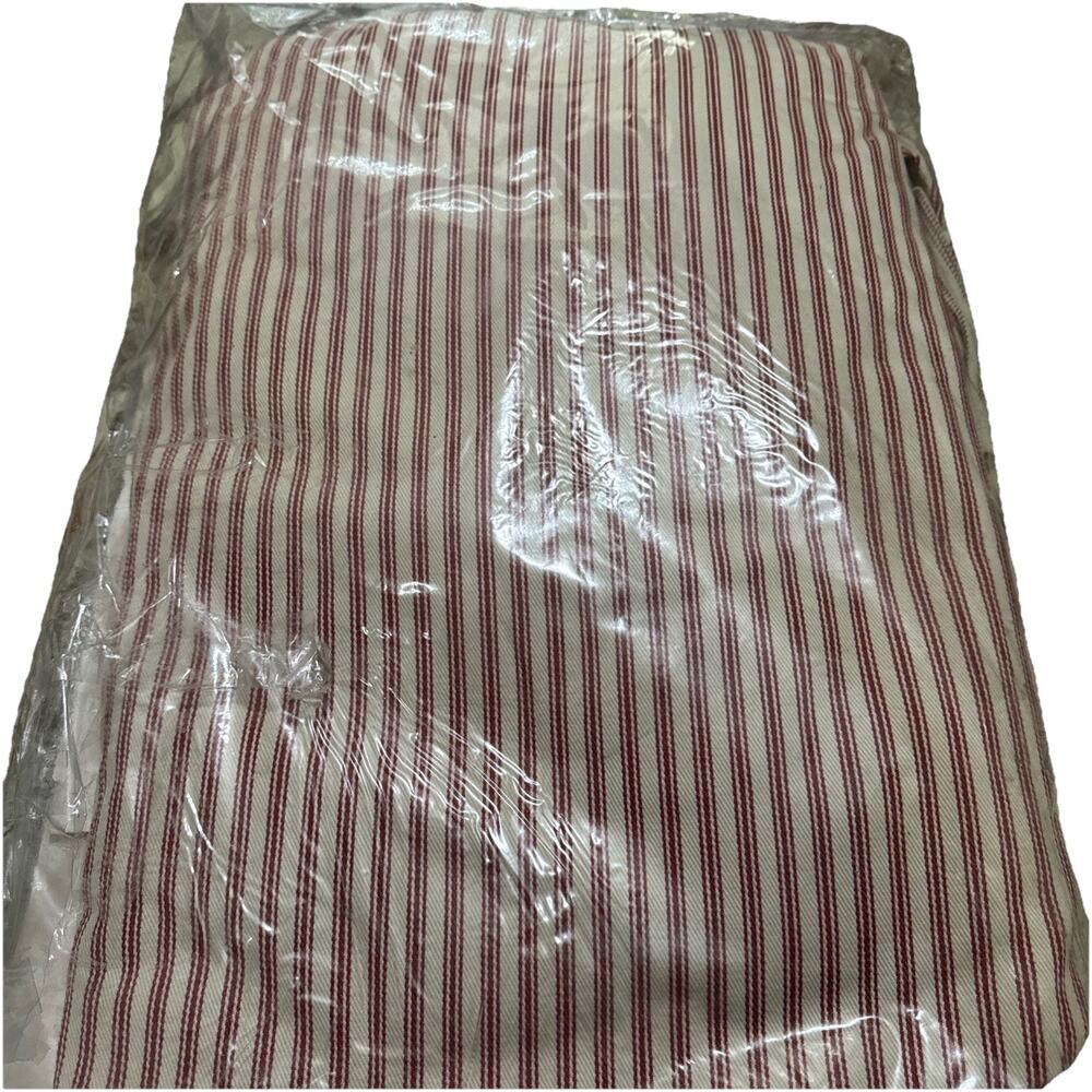 Pottery Barn Red/Cream Ticking Stripe Small Sofa Tailored Adjust SlipCover New  - Picture 11 of 16